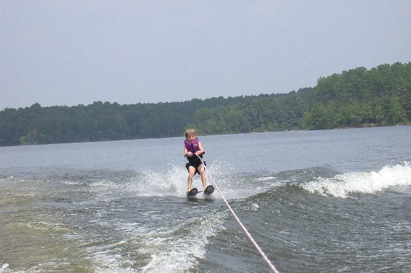 Jonathan skiing at Harris Lake, NCin August 2006.