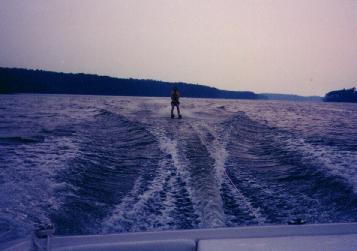 Skiing behind boat