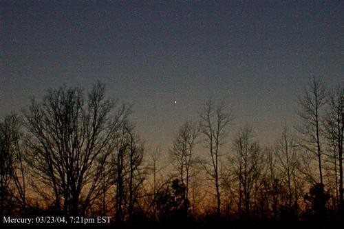 Mercury above western horizon at sunset