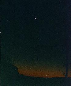 Jupiter, Venus, Mercury over Harris Lake, Feb 22, 1999