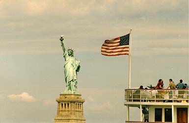 Statue of Liberty, with flag