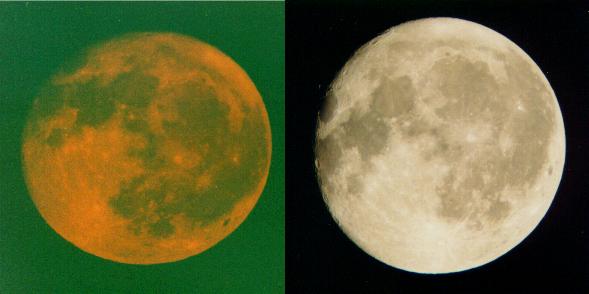 Moon on horizon and overhead